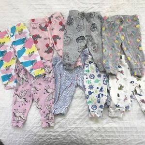 9 pairs of Rosie Pope baby pants 0-3 months